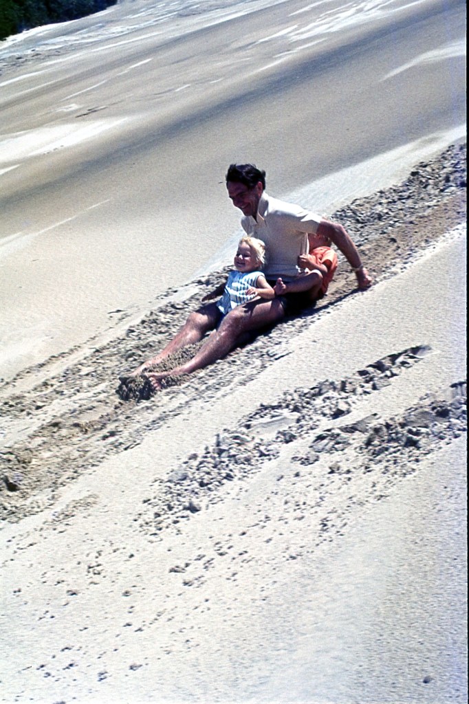 Sliding down Transkei Sand Dunes, South Africa, 1973